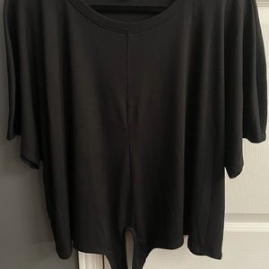 Rib Knit Front Tie Active Top